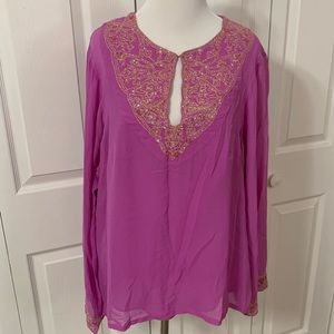 Lane Bryant Silk beaded tunic with camisole